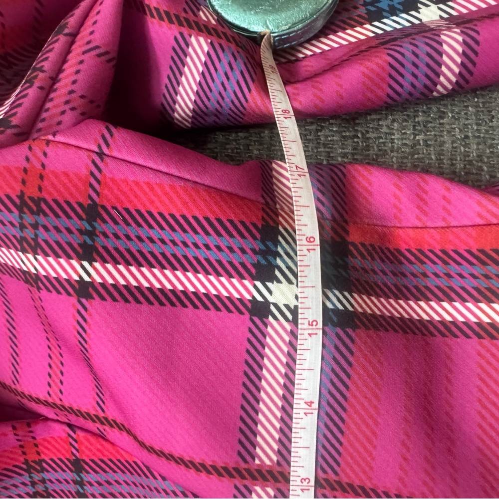 Pink Plaid Tailored Peplum Jacket like Area Large - Picture 14 of 16